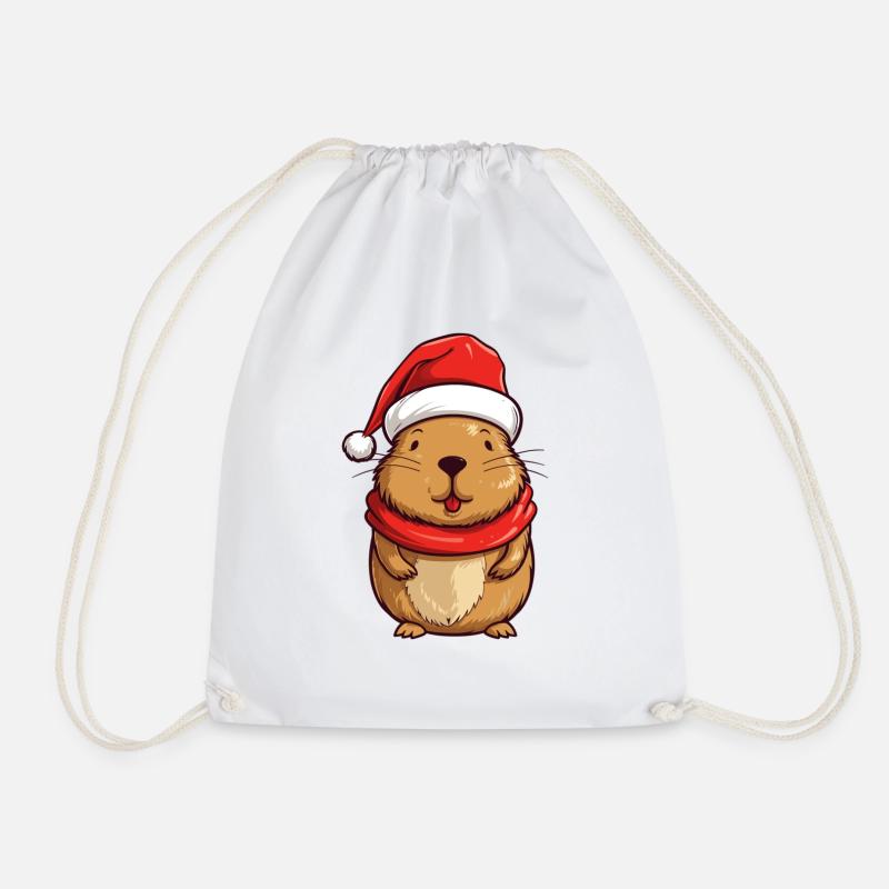 Capybara mit Weihnachts Mütze - Turnbeutel - Weiß