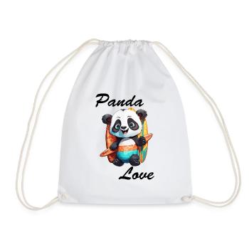 Panda / Animal / Zoo / Bamboo / Wild / Childlike - Drawstring Bag - white - Front