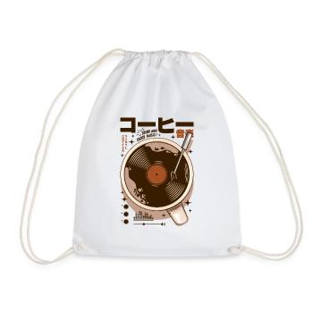 Japan - Coffee Vinyl - Drawstring Bag - white - Front