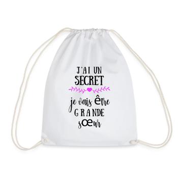 I have a secret, I'm going to be a big sister - Drawstring Bag - white - Front