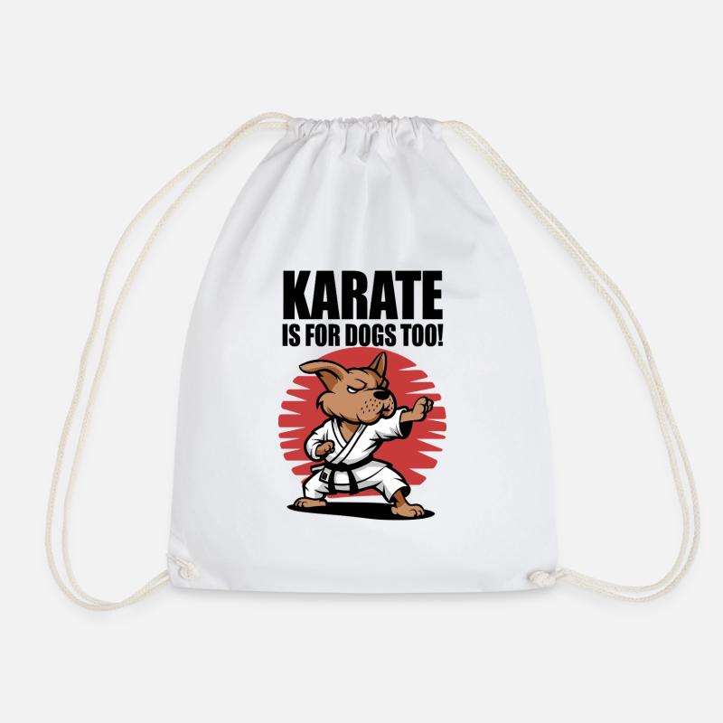 Karate Dog - Funny Dog Lover Design - Drawstring Bag - white