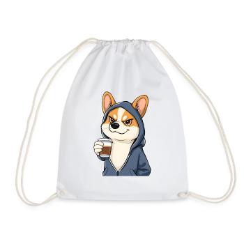 Cooler Corgi mag Kaffee - Turnbeutel - Weiß - Vorne