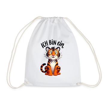 Tiger Kostüm Geschenk Ich bin ein Tiger stark - Turnbeutel - Weiß - Vorne