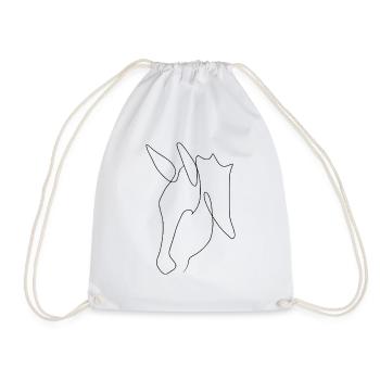 Minimal donkey head black - Drawstring Bag - white - Front