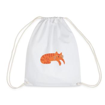 Ginger Cat - cat - Drawstring Bag - white - Front