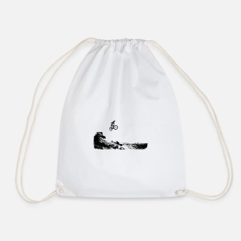 Mountain Bike - Drawstring Bag - white