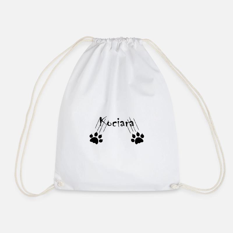 DZ0003 Cat's paws claws inscription - Drawstring Bag - white