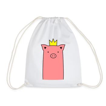 Truie cochon cochon avec cadeau couronne - Sac de sport léger - blanc - Devant