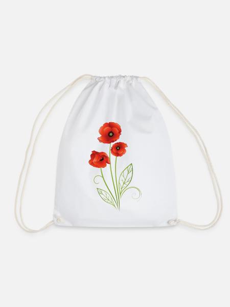 Coquelicots avec des feuilles de filigrane. Été. - Sac de sport léger - blanc