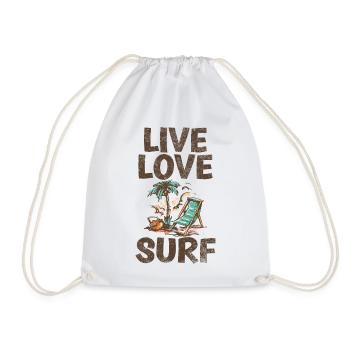 Leben Sie Liebe-surf-cooles Sprichwort Für - Turnbeutel - Weiß - Vorne