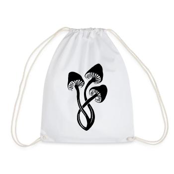 Black mushroom trio - Drawstring Bag - white - Front