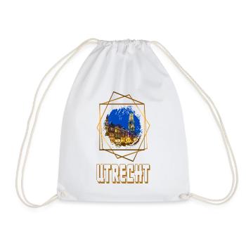 Utrecht Netherlands Holland Skyline City Gold - Drawstring Bag - white - Front