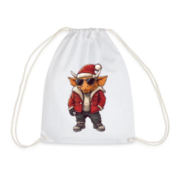 Dinosaure tricératops Noël hiver - Sac de sport léger - blanc - Devant