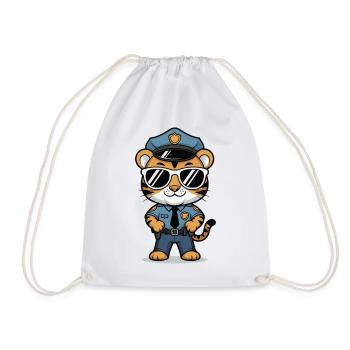 Tiger Polizist Sonnenbrille - Turnbeutel - Weiß - Vorne