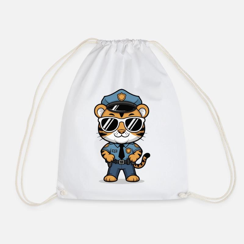 Tiger Polizist Sonnenbrille - Turnbeutel - Weiß
