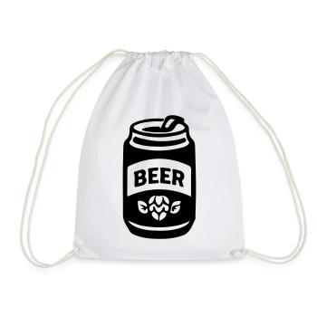 Bierdose Schwarz Symbol - Turnbeutel - Weiß - Vorne