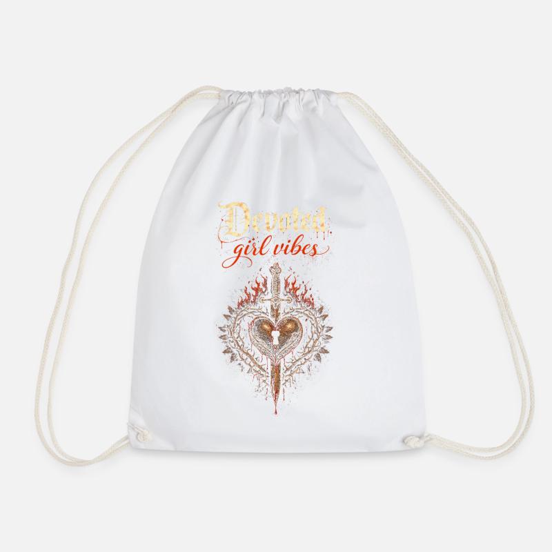 Dark Romance Booktok Devoted Girl Vibes - Drawstring Bag - white