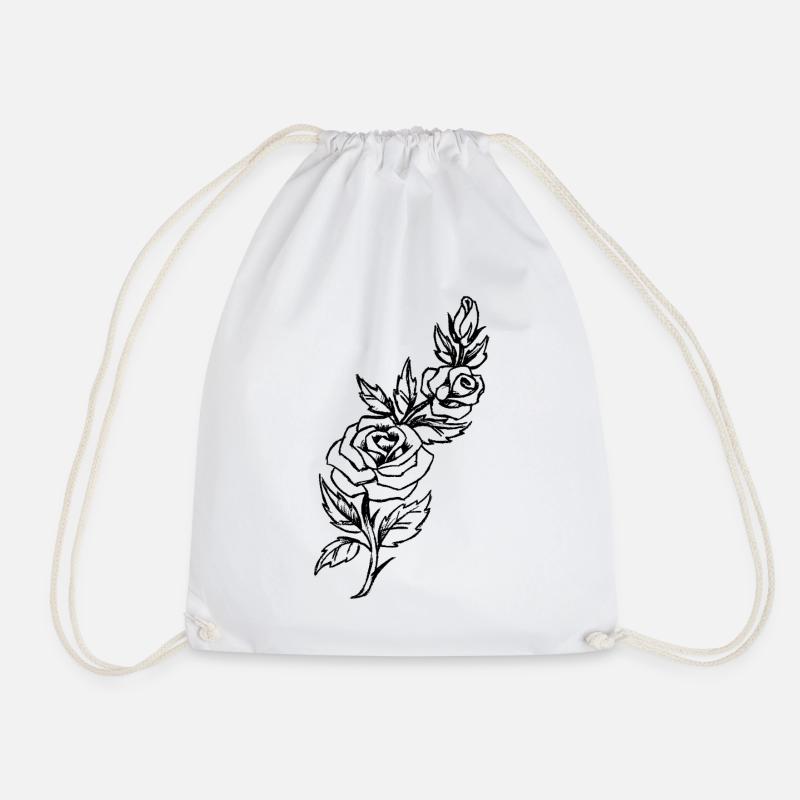 Rose Vine - Drawstring Bag - white