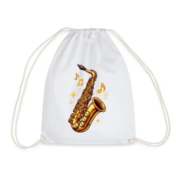 Goldener Saxophon Jazz Illustration - Turnbeutel - Weiß - Vorne