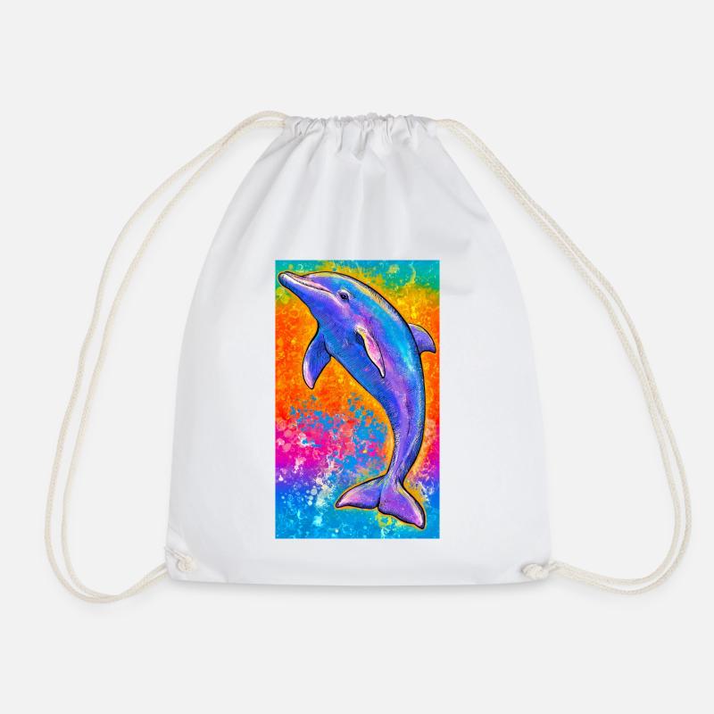 dolphin - Drawstring Bag - white