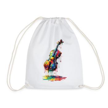 Violin with dripping paint - Drawstring Bag - white - Front