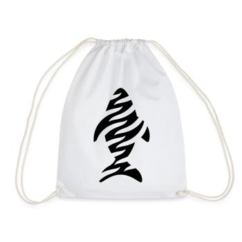 Abstract Whale – Modern Black and White Design - Drawstring Bag - white - Front