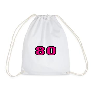 80. 80 YEARS. 80th ANNIVERSARY. 80TH BIRTHDAY. - Drawstring Bag - white - Front