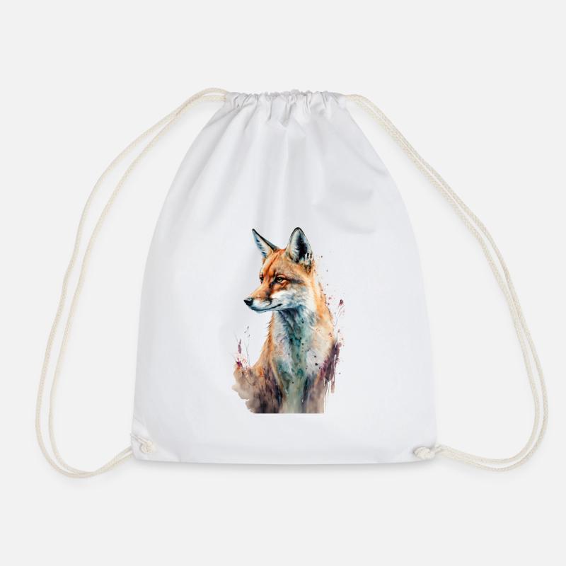 Fuchs Portrait Wasserfarben - Turnbeutel - Weiß