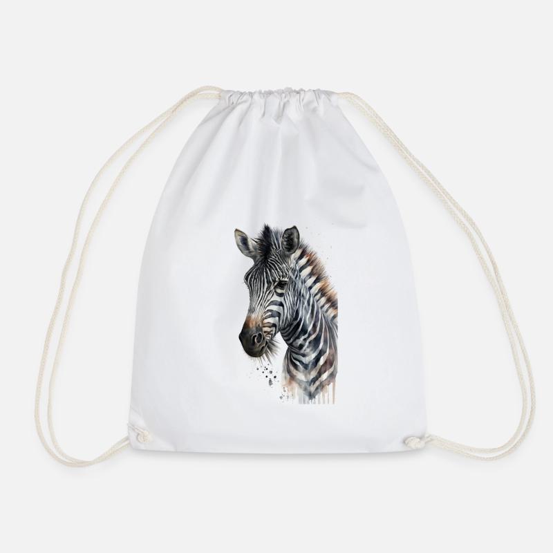 Zebra Aquarell Cool Tier - Turnbeutel - Weiß