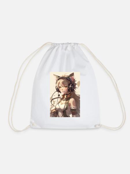 Anime Cat Girl Manga Otaku Waifu - Turnbeutel - Weiß