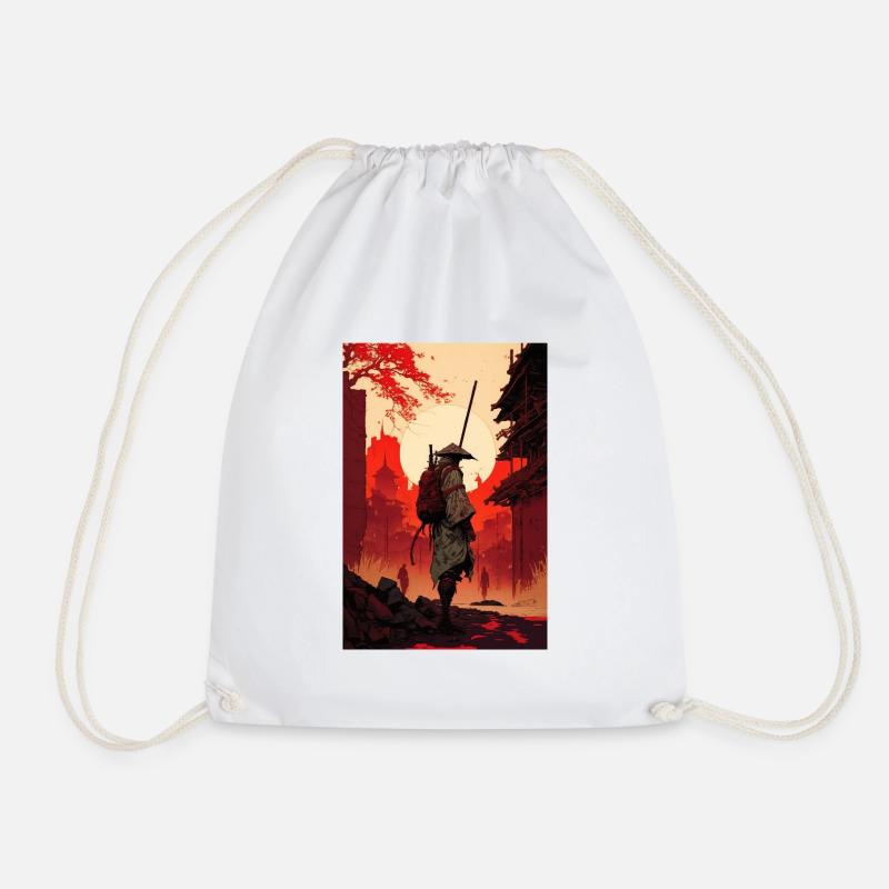 Samurai Japan City Sun Cool - Drawstring Bag - white