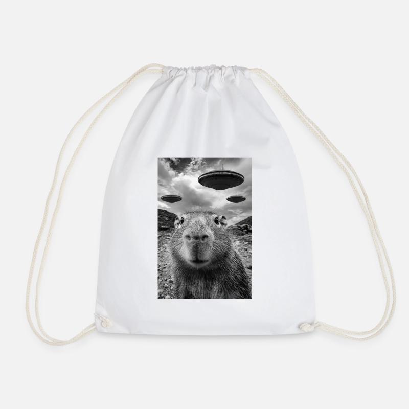 Lustiges Capybara Selfie UFOs Alien - Turnbeutel - Weiß