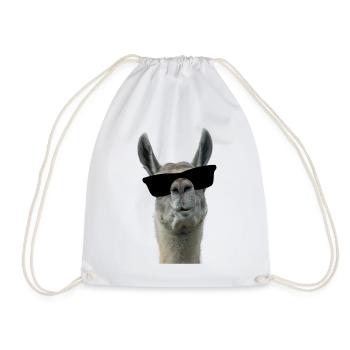Cool Llama with sunglasses - Drawstring Bag - white - Front
