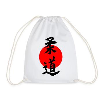 Judo-Kanji schwarz mit roter japanischer Sonne - Turnbeutel - Weiß - Vorne