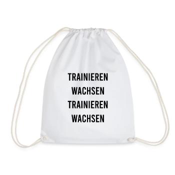 Trainieren Wachsen Training Fitness Fitnessstudio - Turnbeutel - Weiß - Vorne