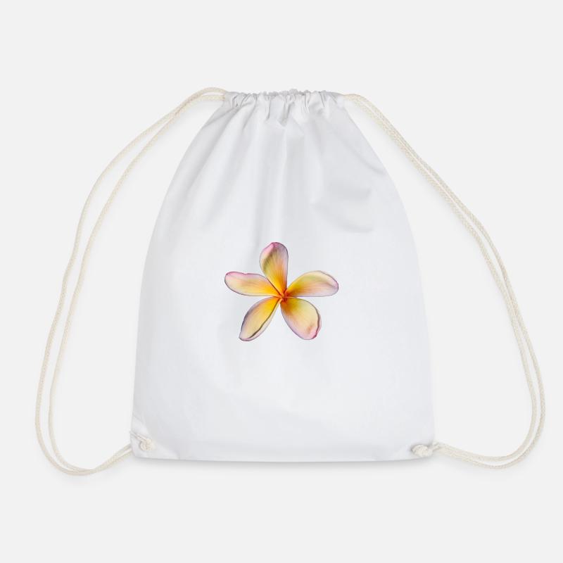 Frangipani-Ausschnitt auf Schwarz - Turnbeutel - Weiß