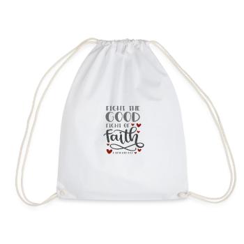 Christian Design Good fight of Faith - Drawstring Bag - white - Front