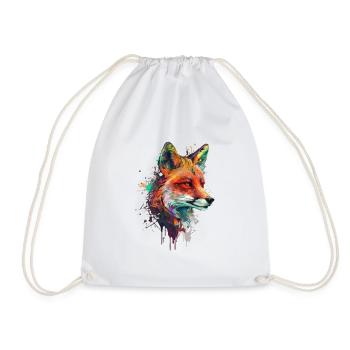 fuchs mit bunten farbklecksen - Turnbeutel - Weiß - Vorne