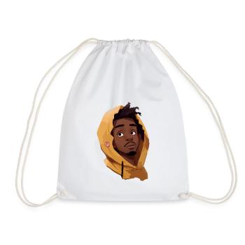 Homme noir en sweat à capuche jaune - Sac de sport léger - blanc - Devant
