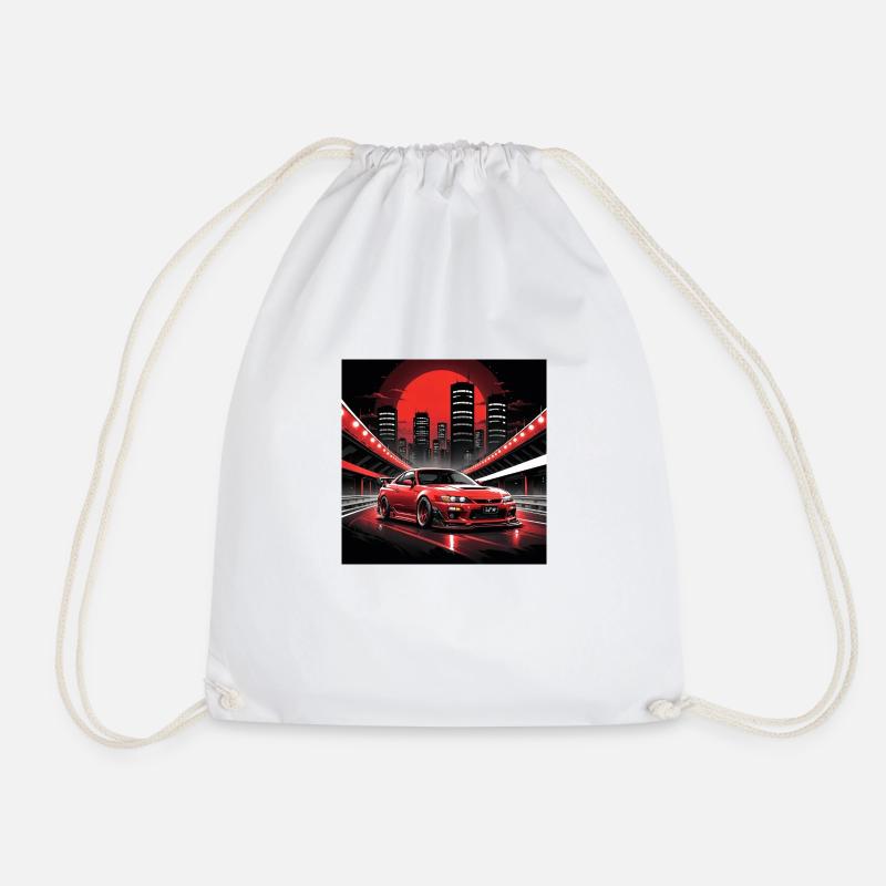 JDM Sportcar Tuning City Drift Highway Gift - Drawstring Bag - white