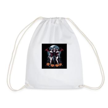 Vampire Couple Halloween Citrouille Chauve-souris Costume - Sac de sport léger - blanc - Devant
