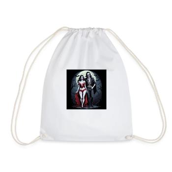 Vampire Paar Halloween Kürbis Fledermaus Kostüm - Turnbeutel - Weiß - Vorne