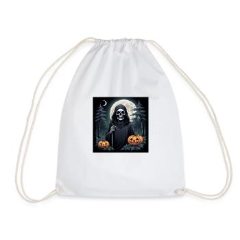 Grim Reaper Pumpkin Halloween Moon Costume Cemetery - Drawstring Bag - white - Front