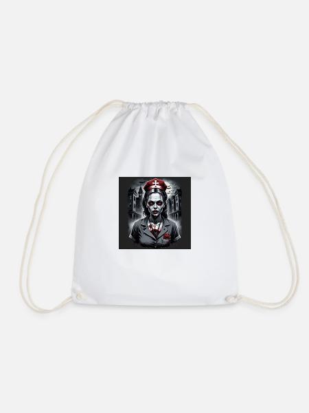 Zombie Nurse Halloween Cemetery - Drawstring Bag - white
