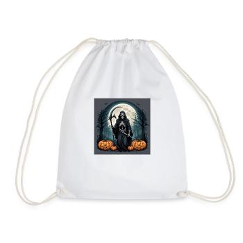Grim Reaper Pumpkin Halloween Moon Costume Cemetery - Drawstring Bag - white - Front