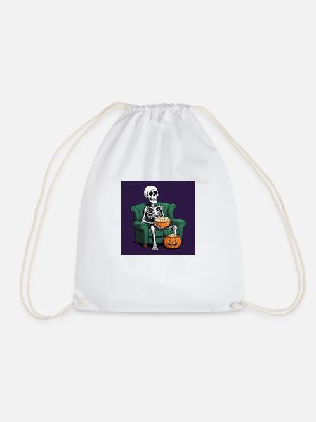 Skelett Coach Popcorn Halloween Geschenk Lustig - Turnbeutel - Weiß