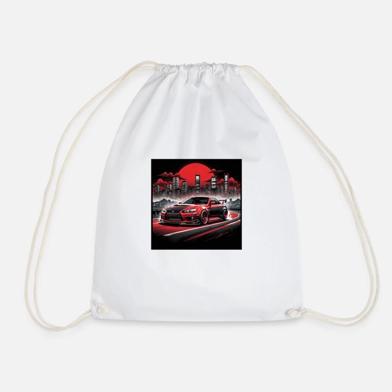 JDM Sportcar Tuning Driftcar Car Gift PS - Drawstring Bag - white