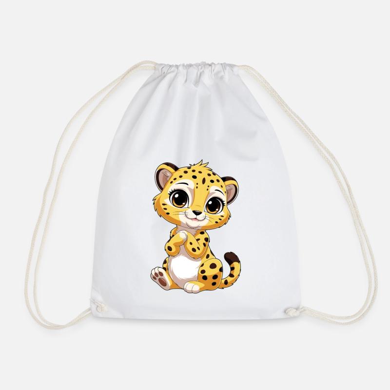 Baby Cheetah - Drawstring Bag - white