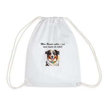 Border collie rayon de soleil - Sac de sport léger - blanc - Devant