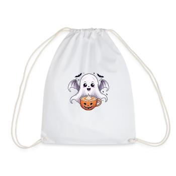Ghost Ghost Halloween Pumpkin Bat Funny - Drawstring Bag - white - Front